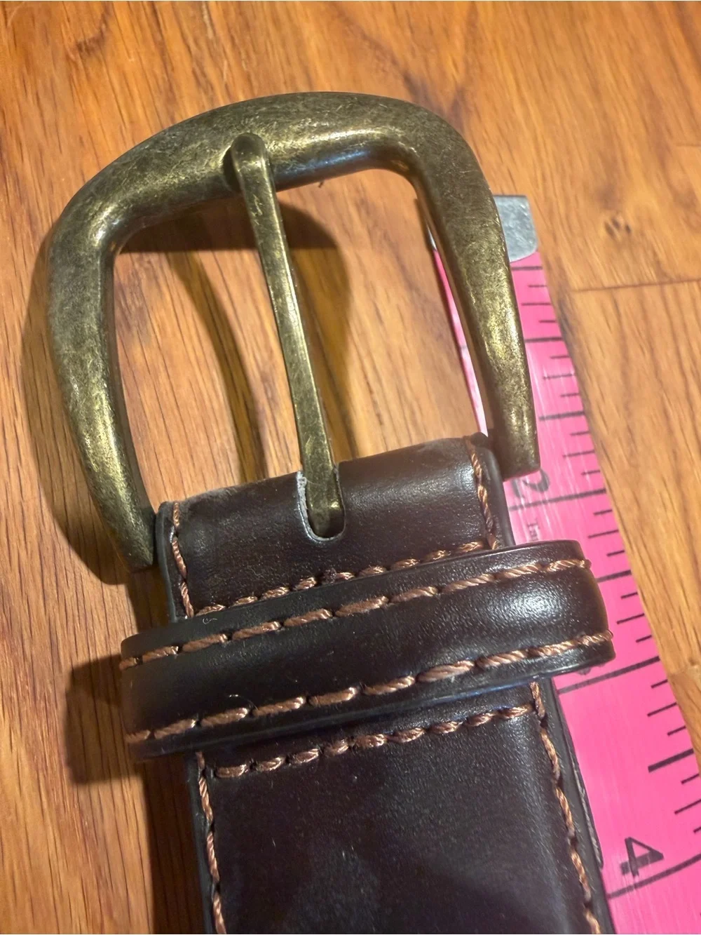 Men's Brown Leather Belt with Brass Buckle (024)